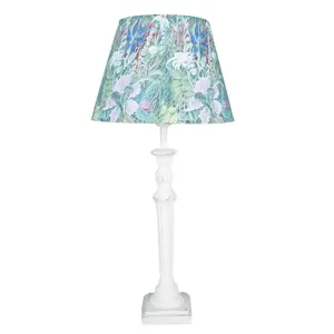 Produkt Bílá stolní lampa se zeleným květovaným stínidlem Violé - Ø 24*52 cm E27/max 1*60W Clayre & Eef