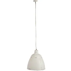 Bílá závěsná kovová lampa s patinou - 45*45*55 cm J-Line by Jolipa