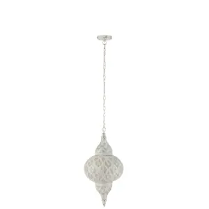 Produkt Bílé kovové závěsné světlo/lustr Oriental drop - Ø 31*133 cm J-Line by Jolipa