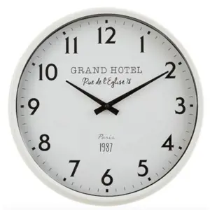 Bílé nástěnné hodiny Grand Hotel Paris - Ø 40*10 cm J-Line by Jolipa