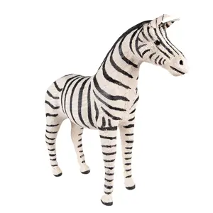 Bílo-černá antik dekorace socha zebra L - 46*13*44 cm Clayre & Eef