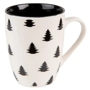 Produkt Bílo-černý porcelánový hrnek se stromky Black&White X-Mas - 12*8*10 cm / 300 ml Clayre & Eef