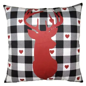 Produkt Bílo-červený povlak na polštář s jelenem White&Red Deer - 45*45 cm Clayre & Eef