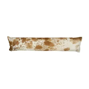 Produkt Bílo-hnědý kožený dlouhý polštář z hovězí kůže Cow brown - 90*20*10cm Mars & More