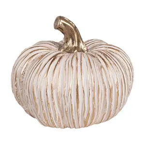 Produkt Bílo-zlatá keramická dekorace dýně Pumpkin - Ø 12 * 10 cm Clayre & Eef