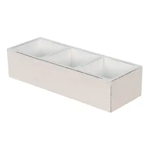 Produkt Bílý antik dřevěný dekorativní box se 3mi přihrádkami Silen - 33*12*7 cm Clayre & Eef