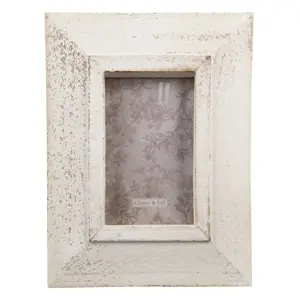 Bílý antik dřevěný fotorámeček s patinou - 23*2*28 cm Clayre & Eef