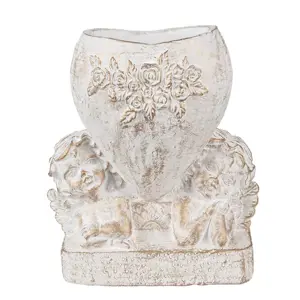 Produkt Bílý antik květináč s anděly a srdcem Angelio Baroque - 23*13*25 cm Clayre & Eef