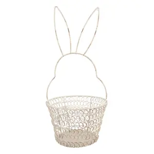 Bílý drátěný dekorační košík králík Bunny M - Ø 15*34 cm Clayre & Eef