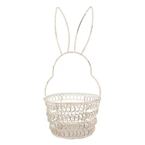 Bílý drátěný dekorační košík králík Bunny S - Ø 12*27 cm  Clayre & Eef