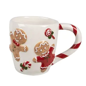 Produkt Bílý hrnek s perníčky Gingerbread - 14*9*10 cm / 325 ml Clayre & Eef