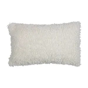 Bílý plyšový kudrnatý polštář Curly Teddy White Off - 30*15*50cm  Mars & More