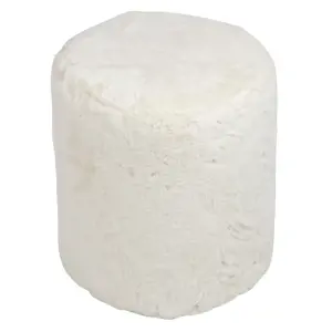 Bílý plyšový měkoučký kulatý puf Soft Teddy White Off - Ø 40*45cm  Mars & More