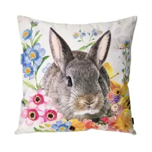 Produkt Bílý polštář s králíčkem a květy Fleury Rabbit - 45*10*45cm Mars & More