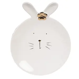 Produkt Bílý porcelánový dezertní talířek ve tvaru králíčka Rabbit - Ø 15* 19 *5 cm Clayre & Eef