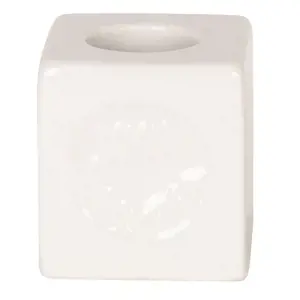 Bílý porcelánový držák na kartáček Savon de Marseille - 4*4*4 / Ø 2,2/ Ø 2,9 cm Clayre & Eef