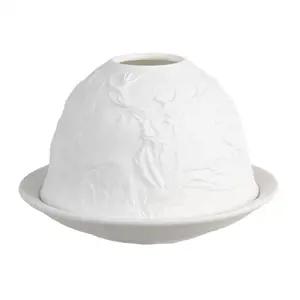 Produkt Bílý porcelánový svícen na čajovou svíčku jeleni Paollo - Ø 12 * 8 cm Clayre & Eef