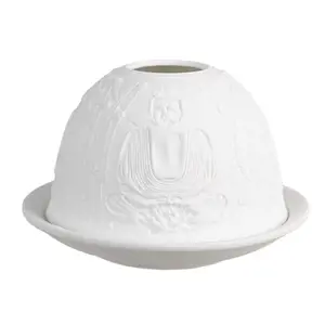 Produkt Bílý porcelánový svícen Paollo na čajovou svíčku Buddha - Ø 12 * 8 cm Clayre & Eef