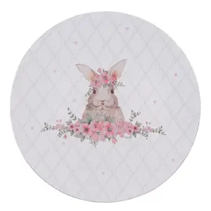 Produkt Bílý servírovací talíř s králíčkem Floral Easter Bunny - Ø 33*1 cm Clayre & Eef