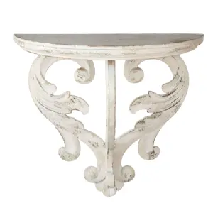 Bílý vintage nástěnný stolík s patinou - 56*29*51 cm Clayre & Eef