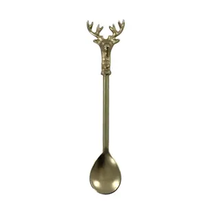 Bronzová antik kovová lžička s jelenem Deer - 14cm Chic Antique