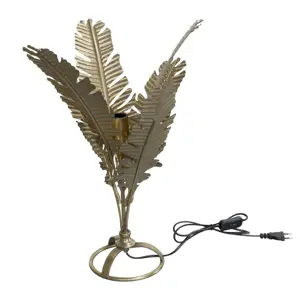 Bronzová antik stolní lampa s listy Leaves - 38*33*55 cm/ E27/ 40W Chic Antique