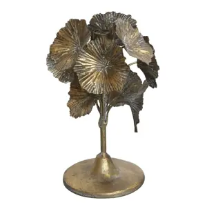 Produkt Bronzový antik kovový svícen zdobený květy Flower - Ø 18*24cm Chic Antique