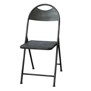 Černá antik kovová skládací židle Factory Chair - 42*53*89 cm Chic Antique