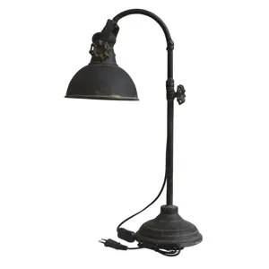 Černá antik kovová stolní lampa s patinou Factory - 53 cm / E14 Chic Antique