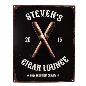 Produkt Černá antik nástěnná kovová cedule s doutníky Cigar Lounge - 20*1*25 cm Clayre & Eef