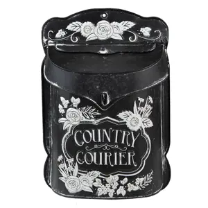 Produkt Černá antik poštovní schránka s květy Country Courier - 26*10*35 cm Clayre & Eef