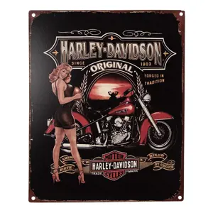 Produkt Černá nástěnná kovová cedule Harley Davidson - 20*1*25 cm Clayre & Eef