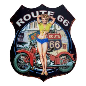 Produkt Černá nástěnná kovová cedule Route 66 - 30*1*35 cm Clayre & Eef