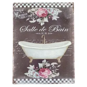 Černá nástěnná kovová cedule Salle de Bain - 25*33 cm Ostatní