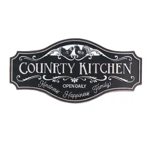 Produkt Černá plechová cedule Country Kitchen - 60*1*30 cm Clayre & Eef