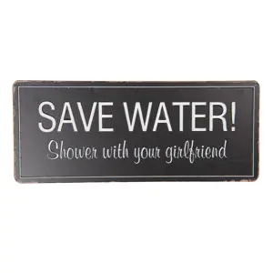 Produkt Černá středně velká cedule SAVE WATER 30*1*13 cm Clayre & Eef