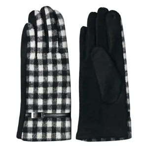 Černé kárované dámské zimní rukavice - 9*24 cm Clayre & Eef