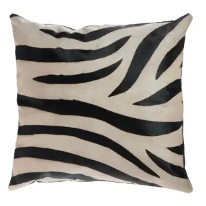 Černo-bílý kožený polštář s výplní Zebra -  44*14*43cm J-Line by Jolipa