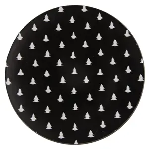 Černo-bílý servírovací talíř se stromky Black&White X-Mas - Ø 33*1 cm Clayre & Eef