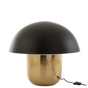 Černo-zlatá kovová stolní lampa Mushroom Large - Ø 50*45cm J-Line by Jolipa