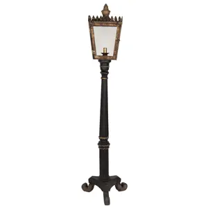 Produkt Černo-zlatá stojací lampa ve tvaru pouliční lampy Pip - 44*40*172 cm E14/max 1*25W Clayre & Eef