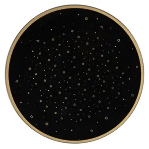 Černo-zlatý servírovací talíř s hvězdičkami - Ø 33*1 cm Clayre & Eef