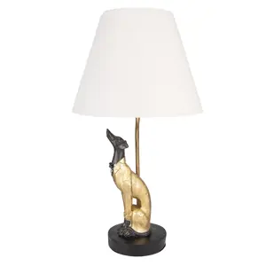 Černozlatá stolní lampa Dog se stínidlem - Ø 30*56 cm E27/max 1*60W Clayre & Eef