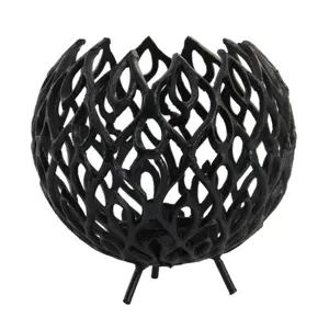 Produkt Černý antik kovový děrovaný svícen Siam L - Ø 20 * 18 cm Light & Living