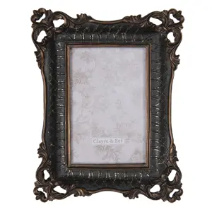 Produkt Černý fotorámeček s bronzovými ornamenty - 18*3*23 cm / 10*15 cm Clayre & Eef