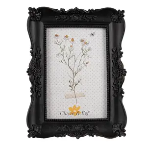 Produkt Černý fotorámeček s květinovými ornamenty - 15*2*20 cm / 10*15 cm Clayre & Eef