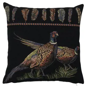 Černý gobelínový polštář bažanti Pheasant - 45*43*16cm Mars & More