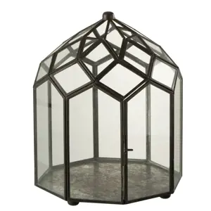 Černý kovový domácí skleník Terrarium - 23*23*30cm J-Line by Jolipa