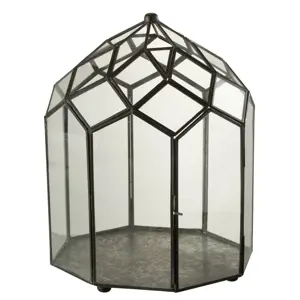 Černý kovový domácí skleník Terrarium - 25*25*38 cm J-Line by Jolipa