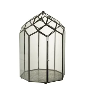 Produkt Černý kovový domácí skleník Terrarium - 28*28*50 cm J-Line by Jolipa